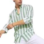 Solid Linen Cotton Shirt | Casual | Plain | Full Sleeve | Summer-Regular Fit| Men Stylish Shirt | Everyday Formal Wear (in, Alpha, L, Regular, Green Full Sleeves.)