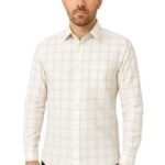 Redical Q Men's Full Sleeve Checked Casual Shirt –Cotton Fabric,White and Checkered Pattern,Regular Fit – Perfect for Office,Casual Outings, and Everyday Wear