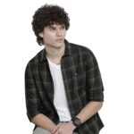 The Indian Garage Co Cotton Men's Slim Fit Shirt (1122-SHBCCPYD-02-01_Black & Green XL)