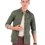 The Indian Garage Co Men's Slim Shirt (0619-SH04-02-Olive Green_Olive Small)