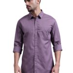 OXY-GENTZ Light Purple Solid Men Full Sleeves Pure-Cotton Regular Fit Formal and Casual Shirt