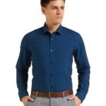 Cotton Rich Formal Shirt | Plain | Full Sleeve - Regular Fit (Available in Plus Size) (Navy_44)