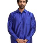 Silk Blend Royal Blue Shirt - Effortless Style for Everyday Comfort | Ethnic South Indian Silk Shirt Full Sleeves | Modern Designs and Contemporary Fit_VASMSH002BU_40