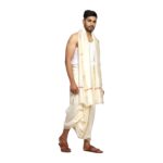 Rameshwaram Fabrics Exquisite Silk Pattu Panchalu: Unstitched Dhoti for Men with Stole - Ideal for Pooja and Special Occasions