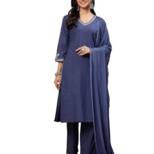 Nayam By Lakshita Solid Embroidered A-line Kurta Set with Dupatta for Women