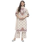 BIBA Women's Cotton Kurta Sets (SKDBOH10733SS25BEG_Beige