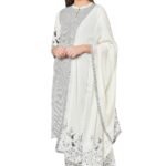 Cotton Striped Straight salwar Suit Set (Off White, Large)