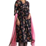 Soch Women's Viscose Blend Salwar Suit Set (EWS5CD21971_Navy Blue