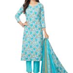 Miraan Cotton Printed Readymade Salwar Suit For Women (MIRAANBAND2908XL_Blue_X-Large)