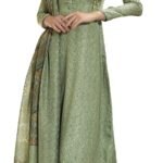 Women's Unstitched digital Print Pure Woollen Pashmina Hand Embroidered Salwar Suit Dress Material with digital printed woolen shawl dupatta (Green)