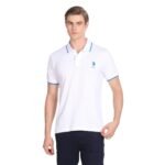Men's Tipped Collar Pure Cotton Slim Fit Polo Shirt (USTSHS1535_White_White_L)