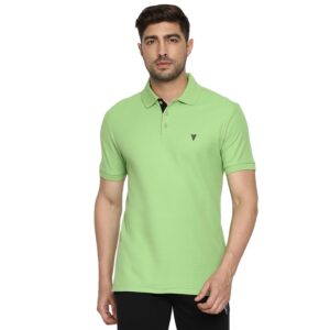 Van Heusen Athleisure Men Athleisure Colour Fresh Regular Fit Polo T-Shirt-100% Combed Cotton-Moisture Wicking, Ultra Soft_60032_Green Mint_L