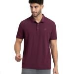Mens Microfiber Fabric Solid Half Sleeve Polo T-Shirt_Wine_XL