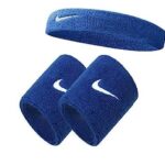 GYMGALAXY Sports Headband and Wristbands Set, Blue, Cotton Sweatbands for Men and Women (Blue)