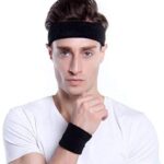 Livo Gmefvr Sports 1 Headband and 1 Pair Wristband Combo | Black for Men Women