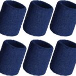 ZOKNI® Sweat Wrist Bands for Men & Women (6-Piece Set) – Soft Cotton Elastic Wrist Sweatbands for Gym, Workout, Sports, Yoga | Absorbent & Washable Fitness Gear | Navy Blue