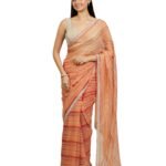Women's Rust Red Organza Sequinned Saree (RUST RED)