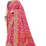 Monjolika Fashion Women's Banarasi Silk Saree With Blouse Piece. (Rani Pink-3804)