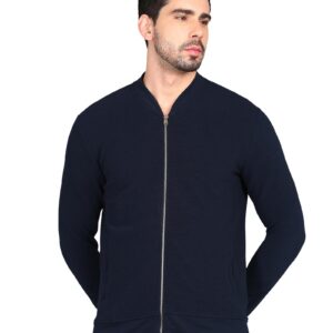 Alan Jones Clothing Men's Solid Corduroy Front Zipper Jacket (Navy_L)