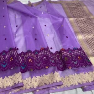 Women's Banarasi Saree Pure Kanjivaram Style Silk Saree With Blouse Piece for Wedding