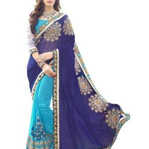 Rupali saree mart smart brand Women's Ruffle Saree Lycra Fabric With Blouse Piece